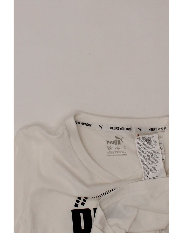 Camiseta PUMA Boys Graphic 9-10 Anos Algodão Branco