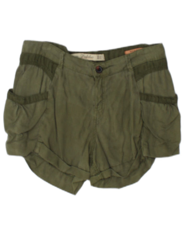 Zara Shorts feminino Trafaluc casual EU 36 XS W26 algodão cáqui