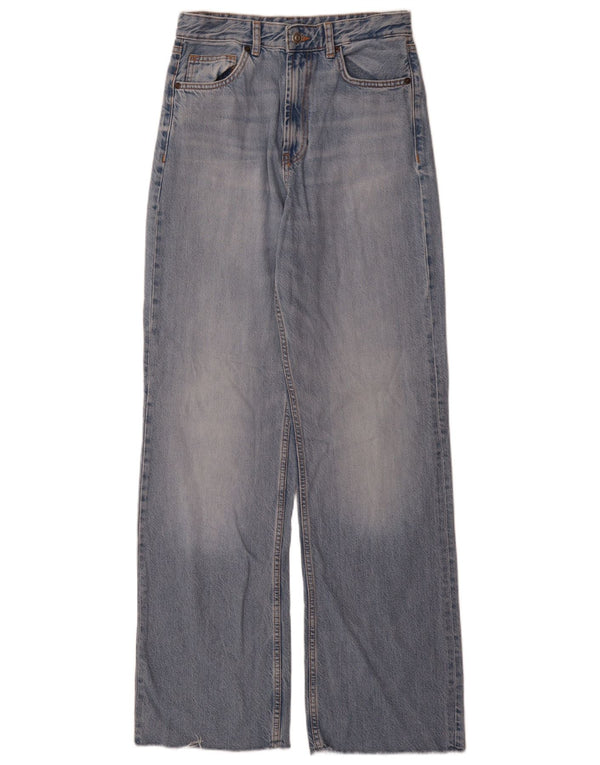 Zara Jeans feminino cintura alta reta UE 38 pequeno W28 L34 algodão azul