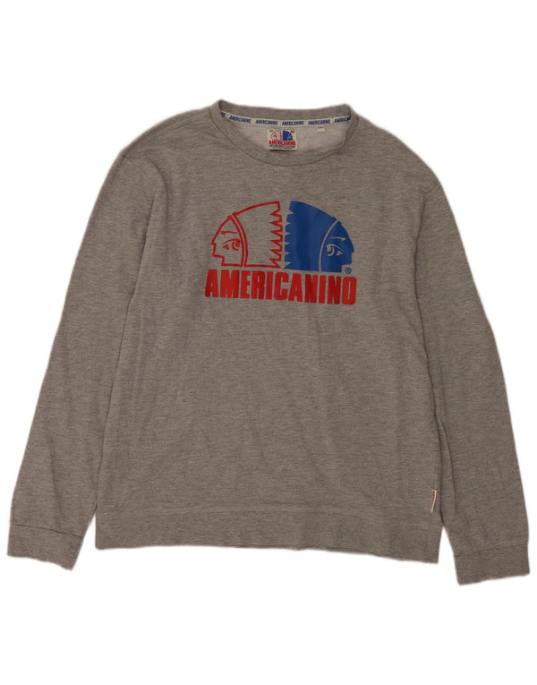 Suéter gráfico masculino Americanino 2XL algodão manchado cinza