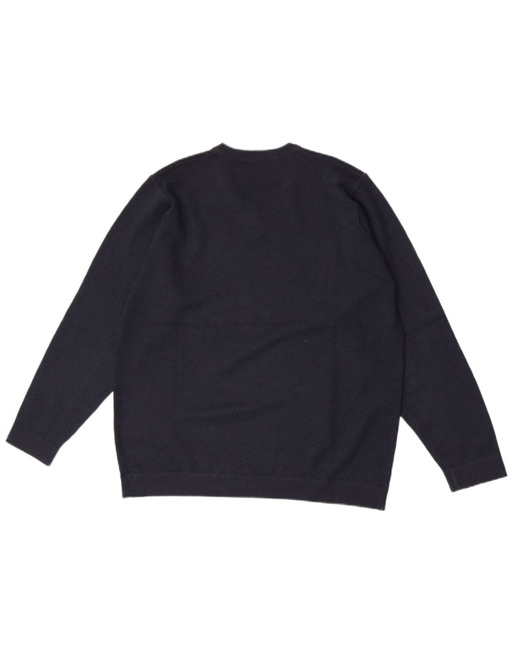 Suéter masculino Marks & Spencer com decote em V médio azul marinho acrílico
