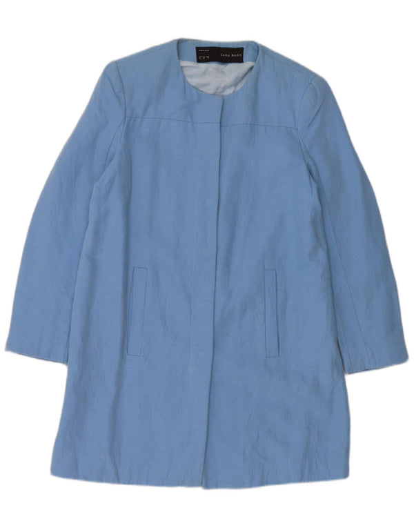 Sobretudo feminino Zara UK 12 algodão azul médio