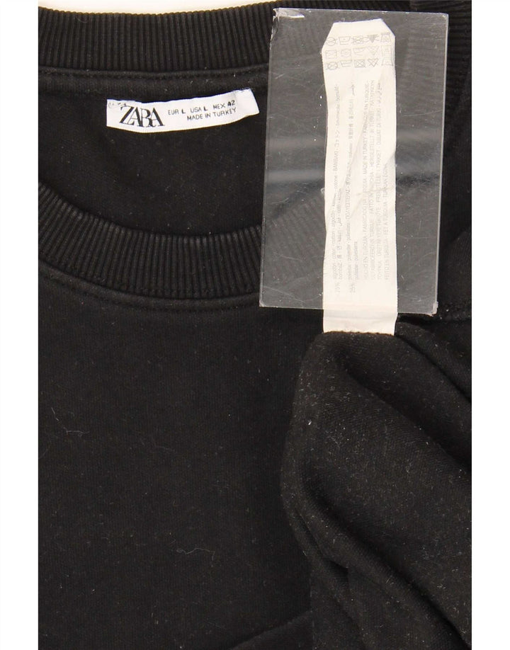 Camiseta masculina Zara Top grande de algodão preto