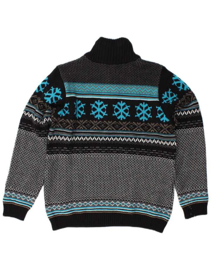 Suéter masculino CMP com zíper e pescoço XS preto Fair Isle acrílico
