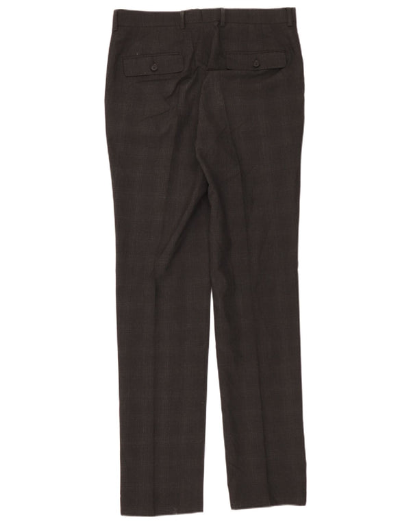 Calça masculina Marks & Spencer Super Slim Fit W32 L33 cinza xadrez