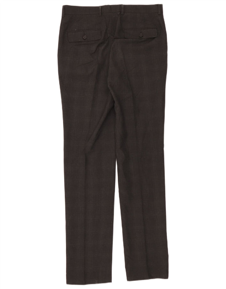 Calça masculina Marks & Spencer Super Slim Fit W32 L33 cinza xadrez