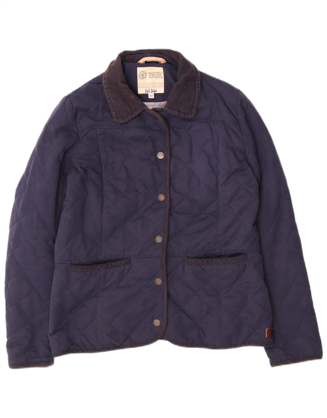 Jaqueta acolchoada feminina FAT FACE UK 12 poliéster azul marinho médio