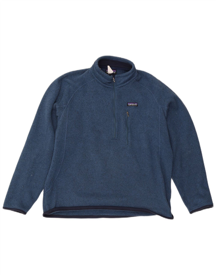 Suéter masculino Patagonia com zíper e gola grande poliéster azul