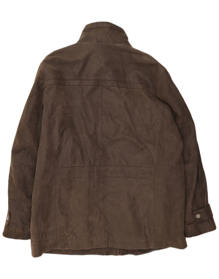 Jaqueta de couro masculina Peter Cofox Reino Unido 50 4XL couro marrom