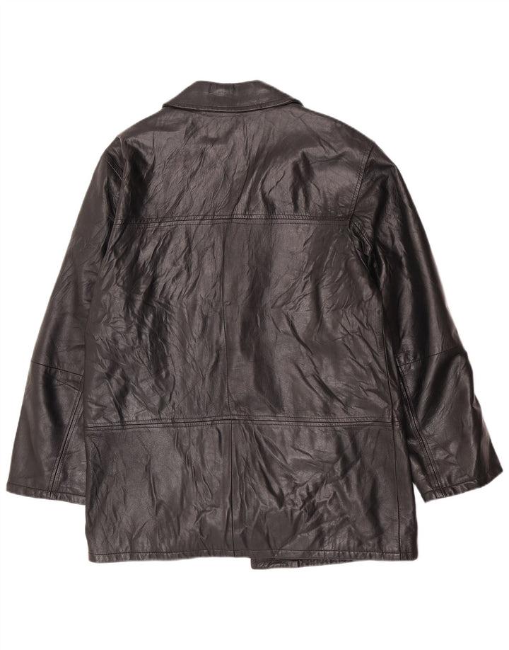 Jaqueta de couro masculina vintage UK 38 média preta clássica