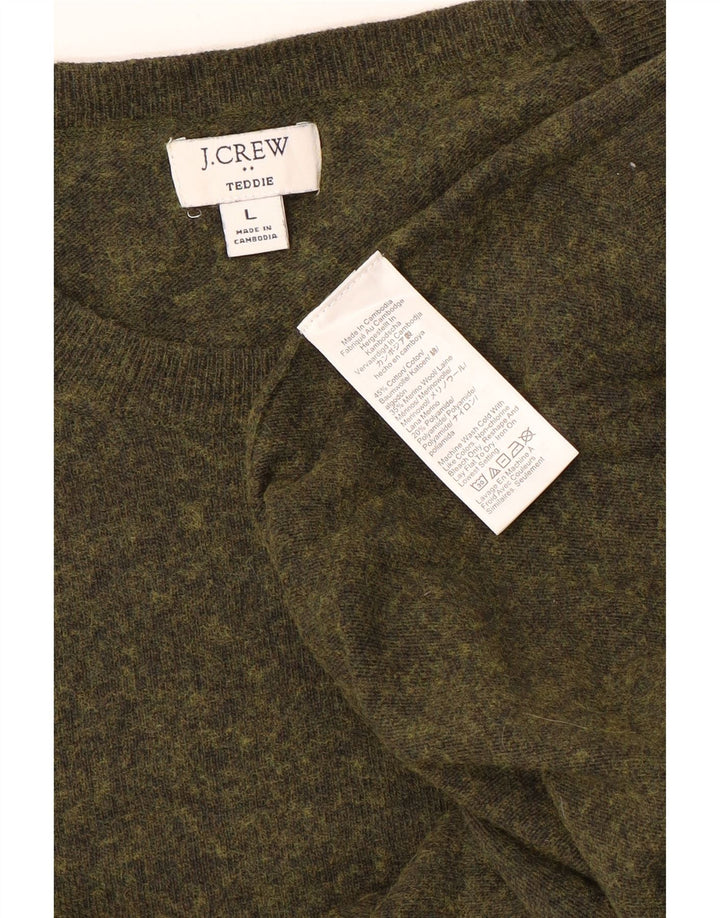 J. CREW Suéter feminino Teddie com gola canoa Reino Unido 16 grande verde manchado