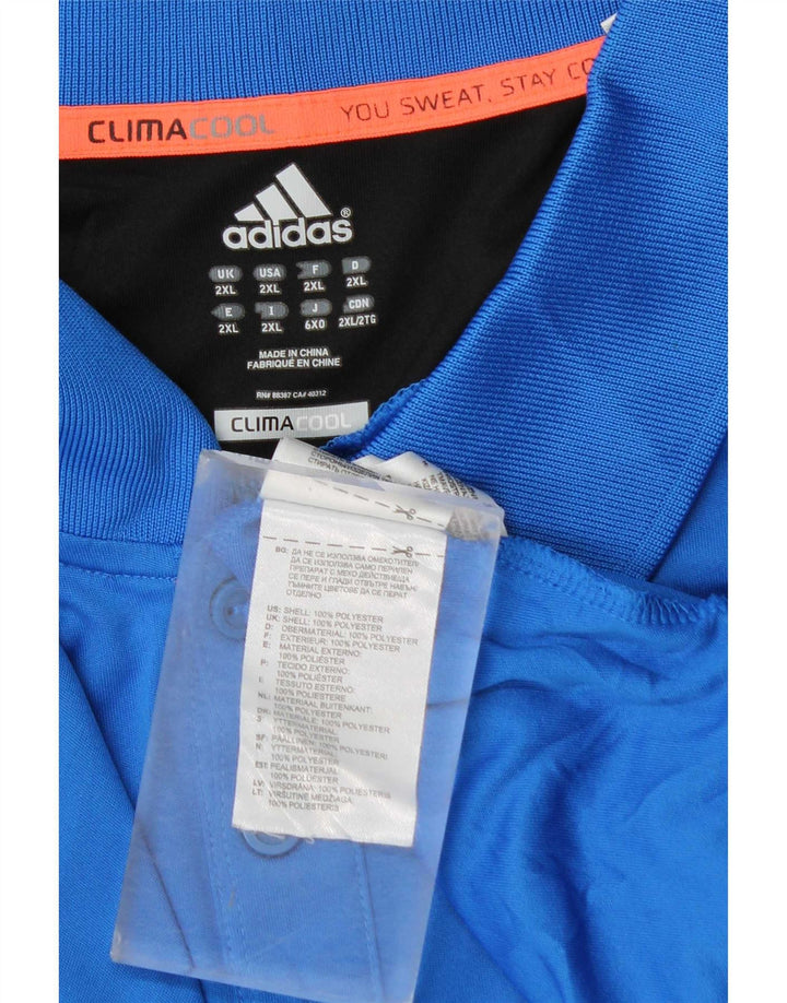 Adidas Mens Climacool Polo Shirt 2XL Azul Colorblock Poliéster