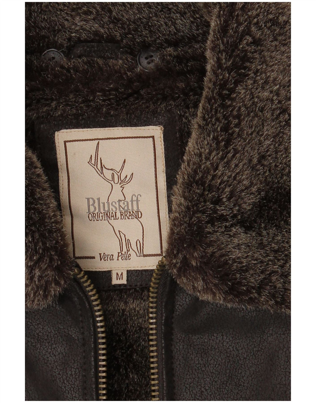 Jaqueta masculina Blustaff Bomber Shearling Reino Unido 38 couro marrom médio