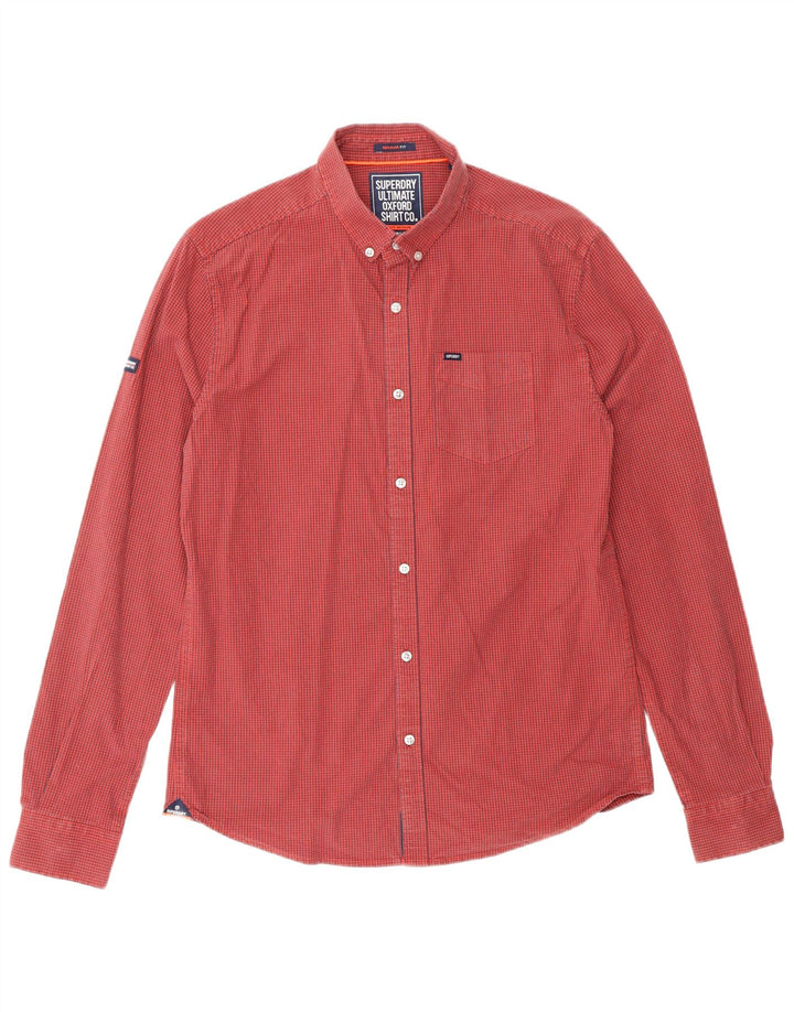 Camisa masculina SUPERDRY regular fit médio algodão guingão vermelho
