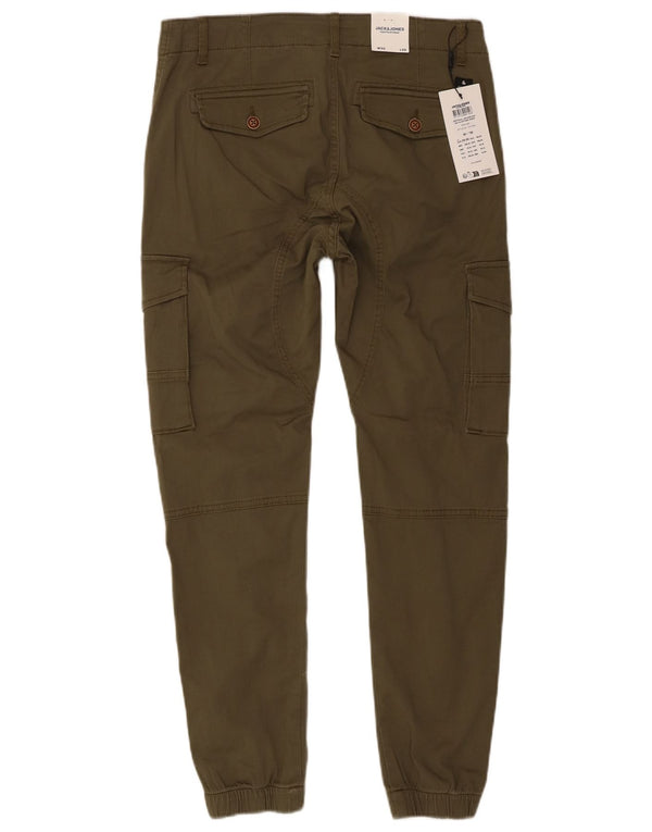 Calça cargo masculina Jack & Jones Paul Joggers W30 L30 algodão cáqui