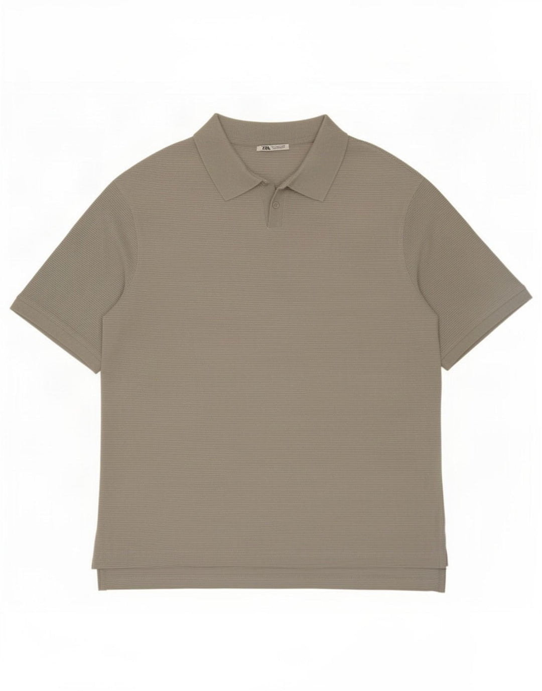 Camisa polo masculina Zara grande algodão listrado cinza