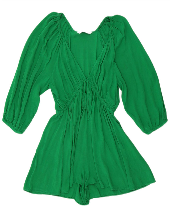Macacão feminino Zara manga 3/4 Reino Unido 14 viscose verde médio