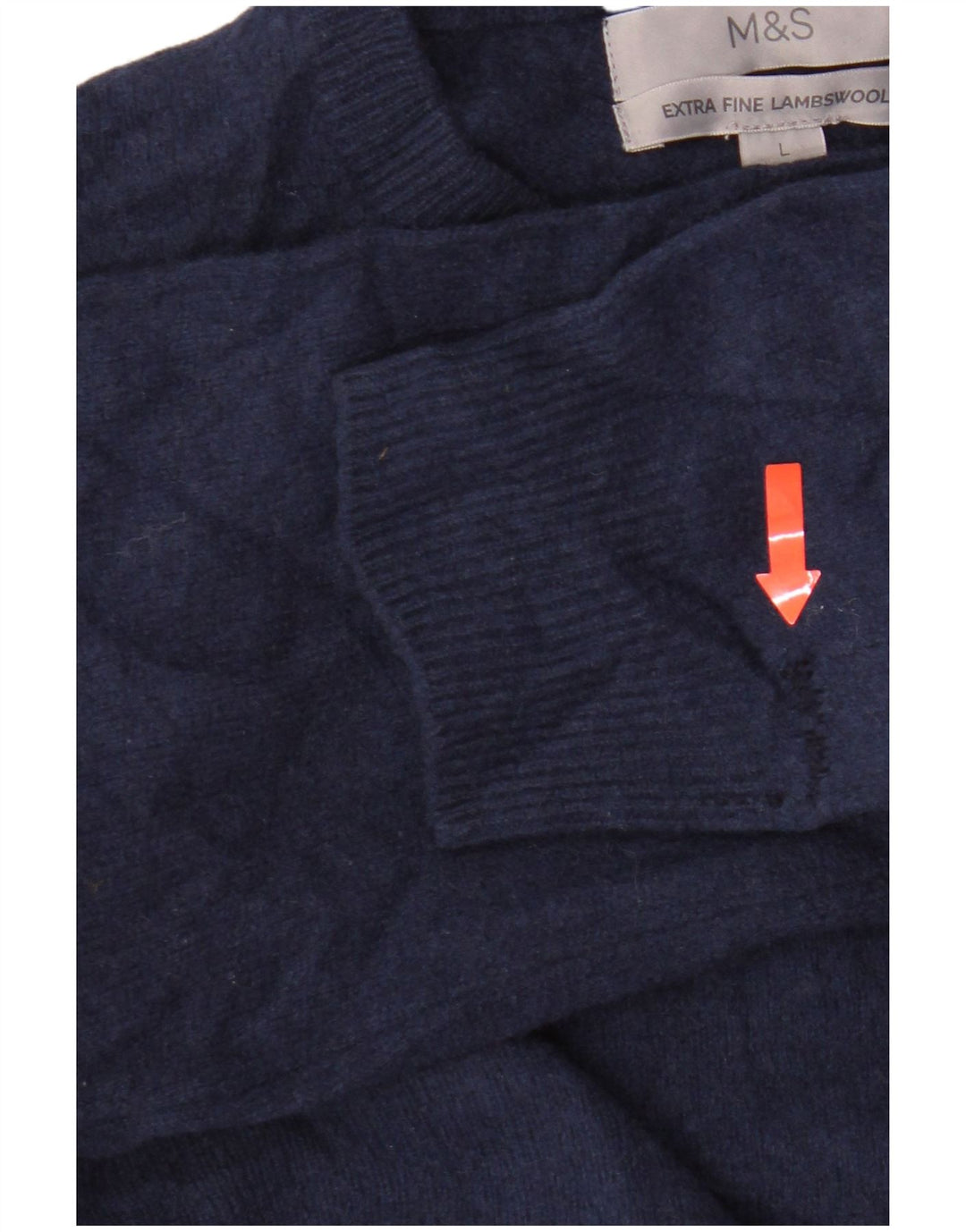 Suéter feminino Marks & Spencer com gola redonda Reino Unido 16 grande lã de cordeiro azul