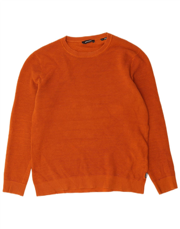 Suéter masculino Jack & Jones com gola redonda, grande algodão laranja