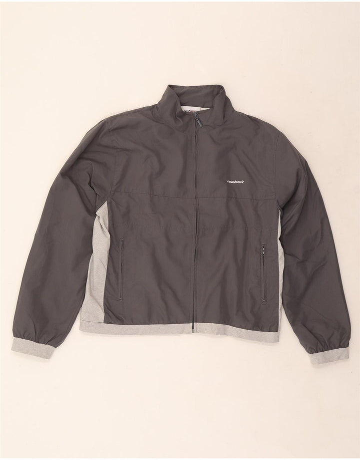 Reebok Womens Tracksuit Top Jacket UK 14 Grande Cinza Colourblock Poliéster