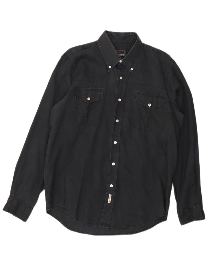 Camisa masculina Ivy Oxford grande rami preto