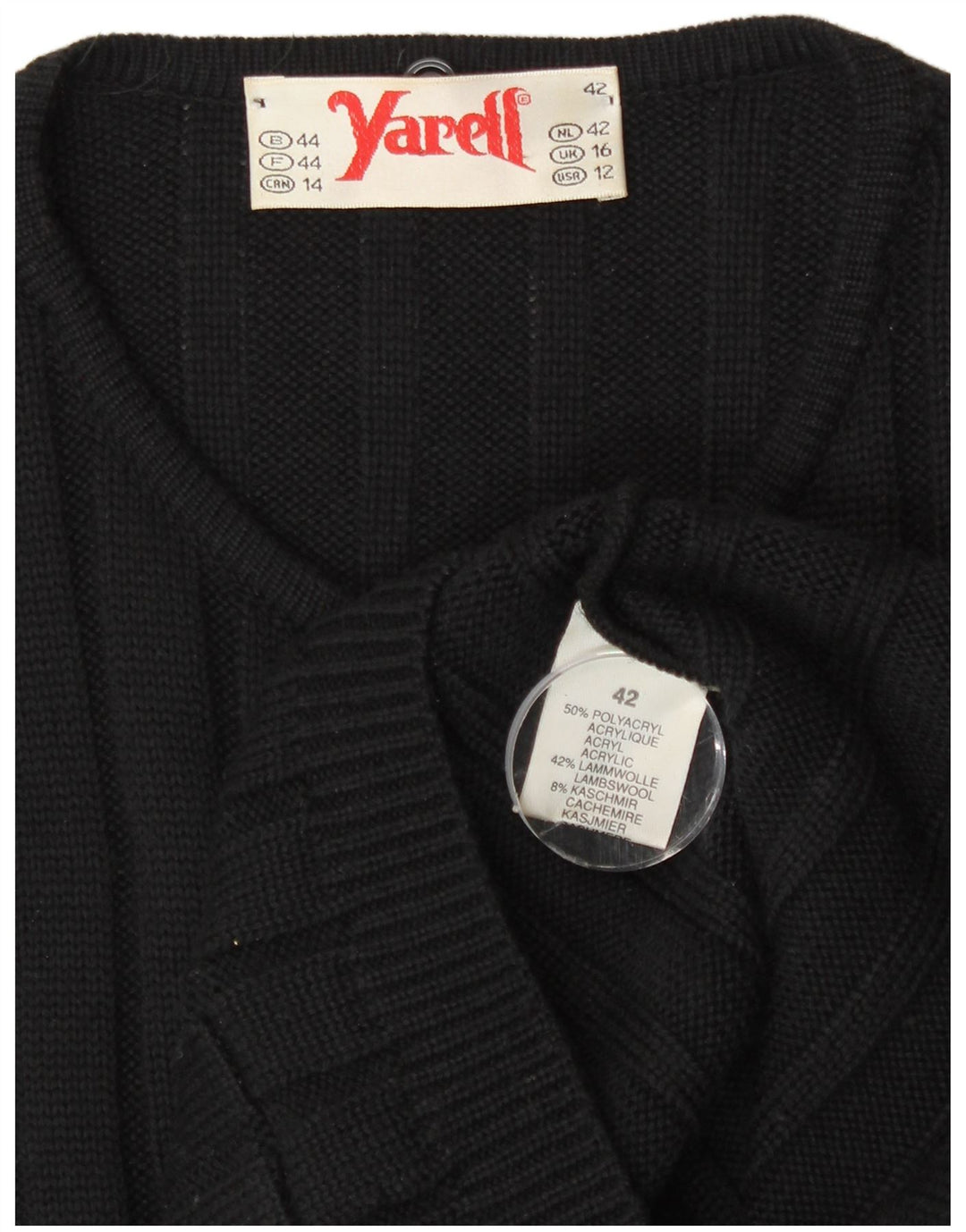 Suéter cardigã feminino Yarell Longline Reino Unido 16 grande preto poliacrílico