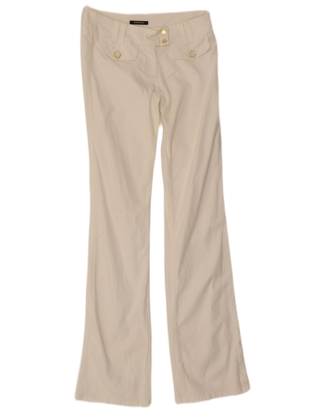 ROCCOBAROCCO Calça feminina casual bootcut IT 44 Médio W30 L35 Off White