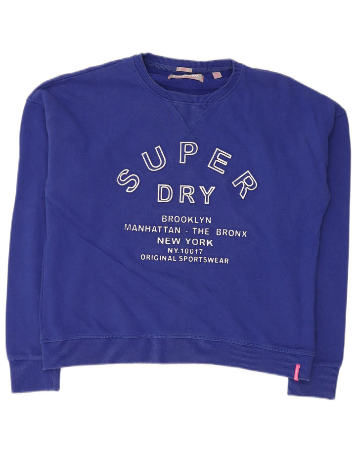 Superdry feminino oversized gráfico moletom jumper UK 14 médio azul