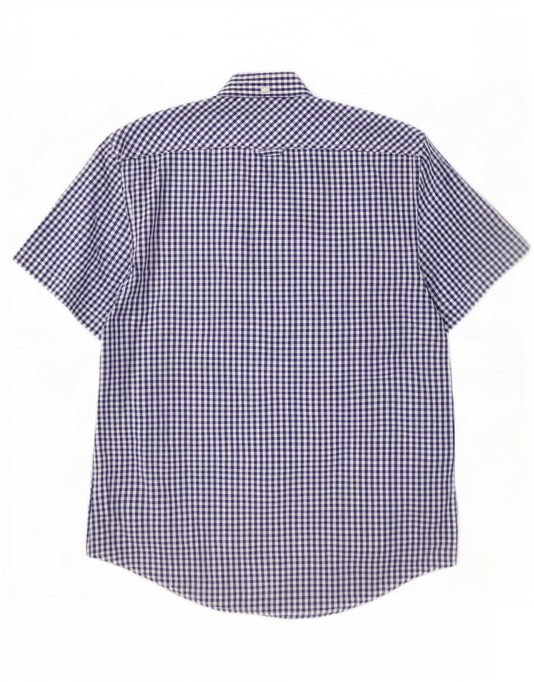 Camisa masculina de manga curta Ben Sherman de algodão guingão azul marinho médio