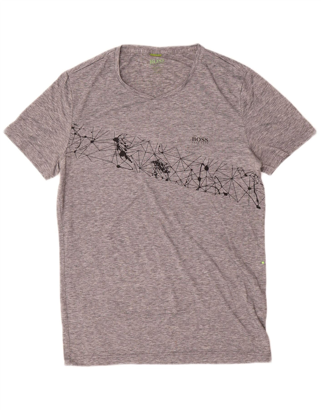 Camiseta masculina Hugo Boss Top cinza médio poliéster geométrico