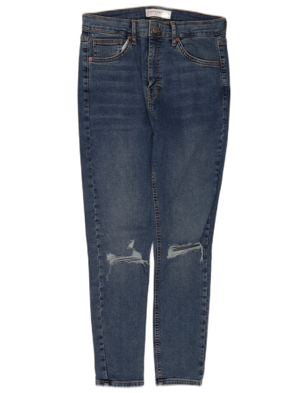 Topshop feminino Jamie Distressed jeans skinny W31 L26 algodão azul