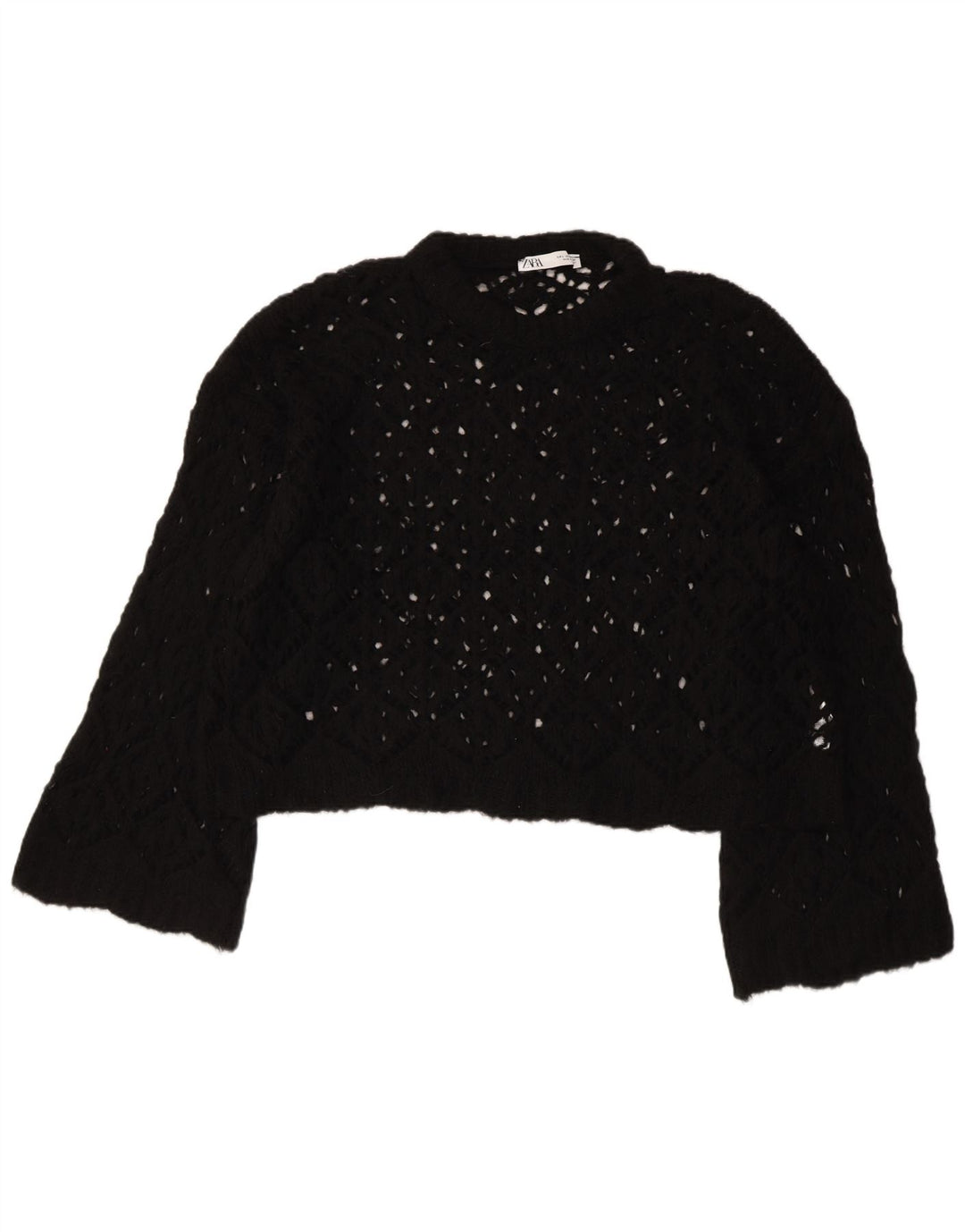 ZARA Suéter feminino superdimensionado com gola canoa Reino Unido 16 grande preto