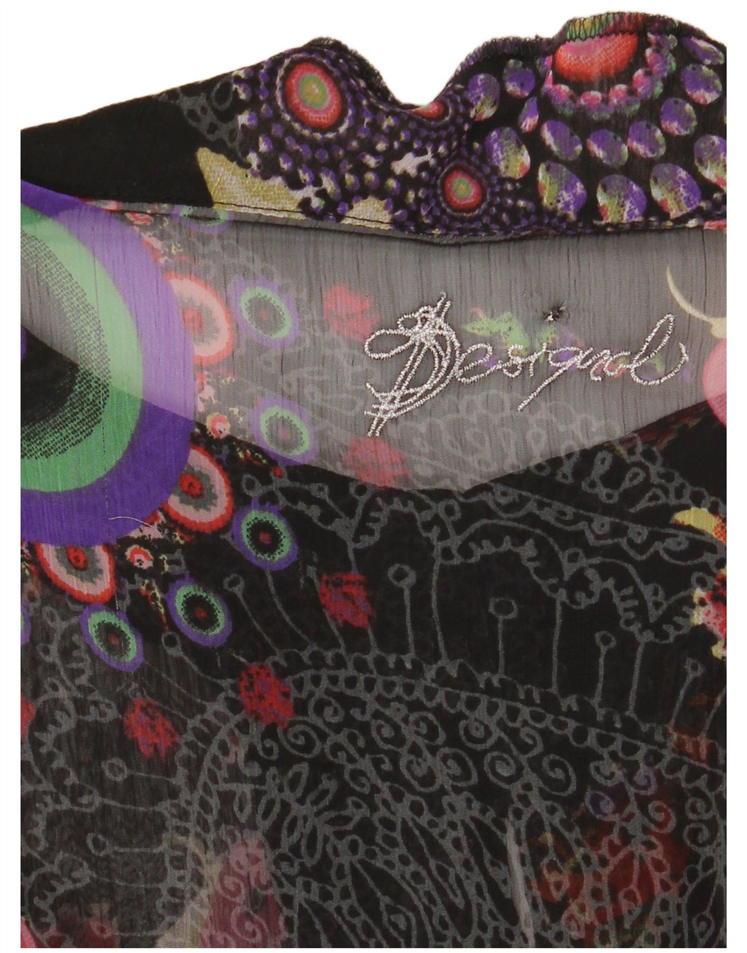 Blusa feminina transparente Desigual UK 12 média floral multicolorida