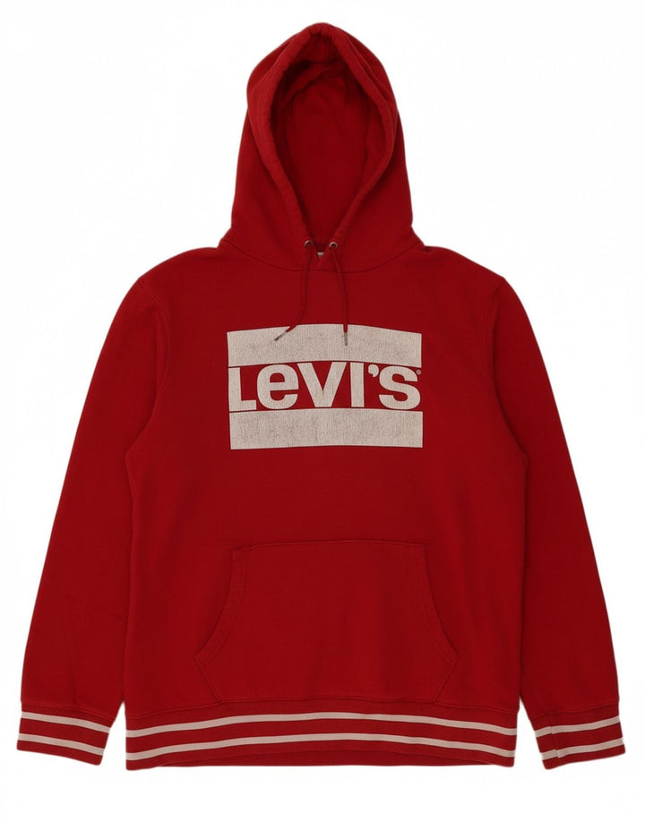 LEVI'S Mens Graphic Hoodie Jumper XL Algodão Vermelho