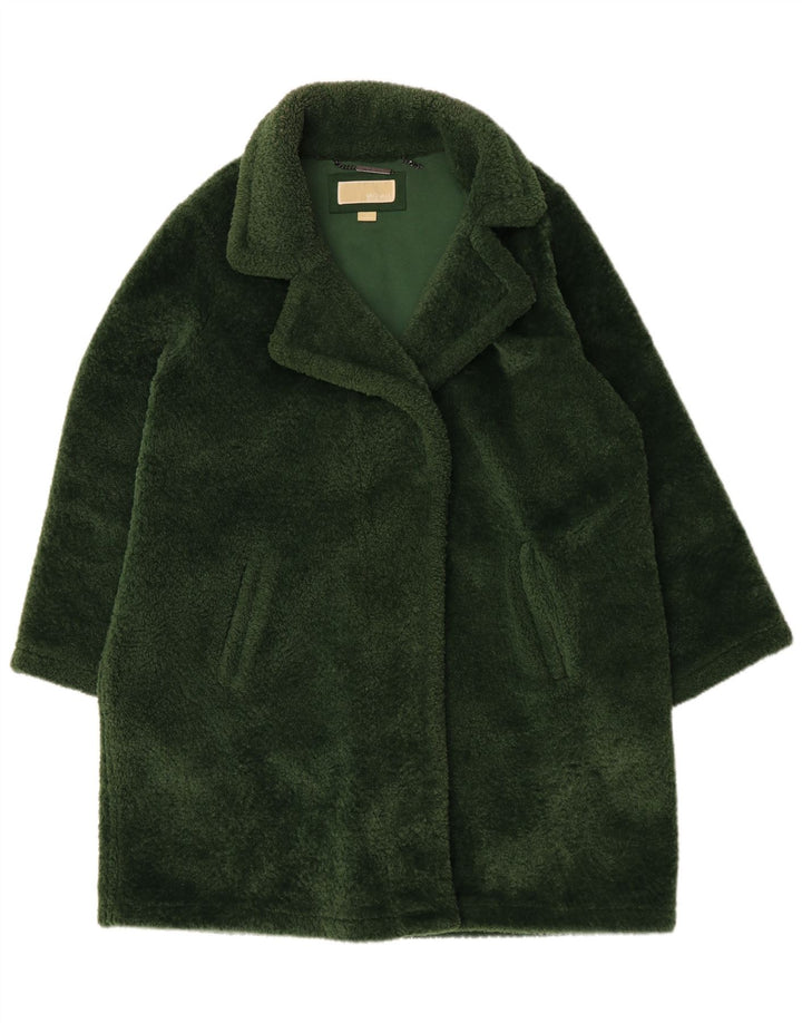 Sobretudo feminino grande de pele sintética MICHAEL KORS Reino Unido 18 XL verde poliéster