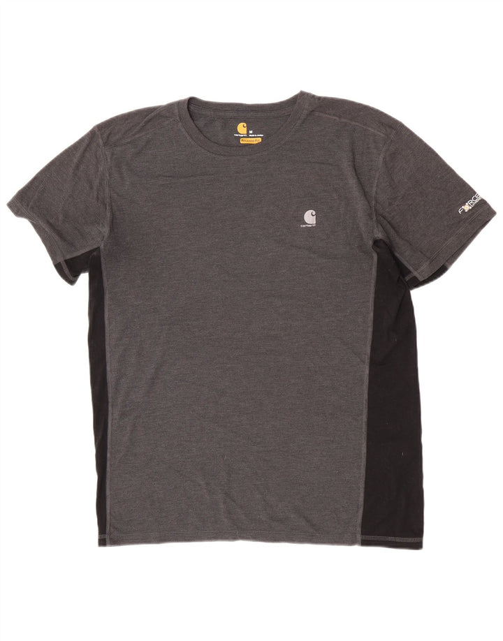Camiseta masculina Carhartt com ajuste relaxado, poliéster colorblock cinza médio