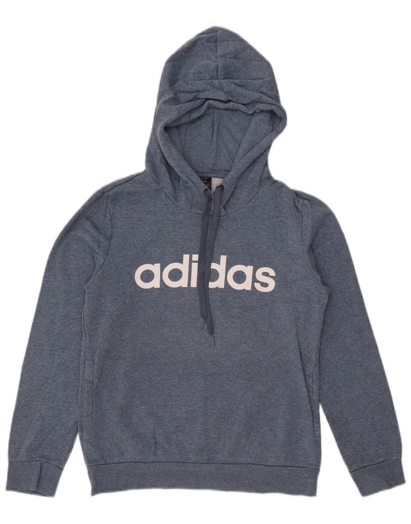 Adidas Womens Graphic Hoodie Jumper UK 8/10 Pequeno Azul Algodão