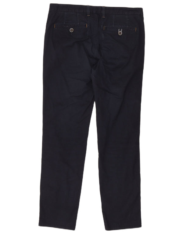 Calça masculina reta Ted Baker W34 L31 algodão geométrico azul marinho