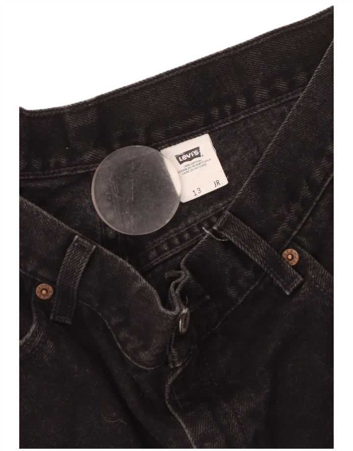 Shorts jeans feminino Levi's de cintura alta tamanho 13 grande algodão preto