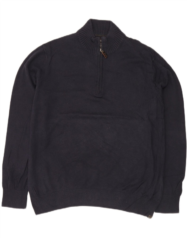 Suéter masculino EDDIE BAUER com zíper e gola XL azul marinho algodão