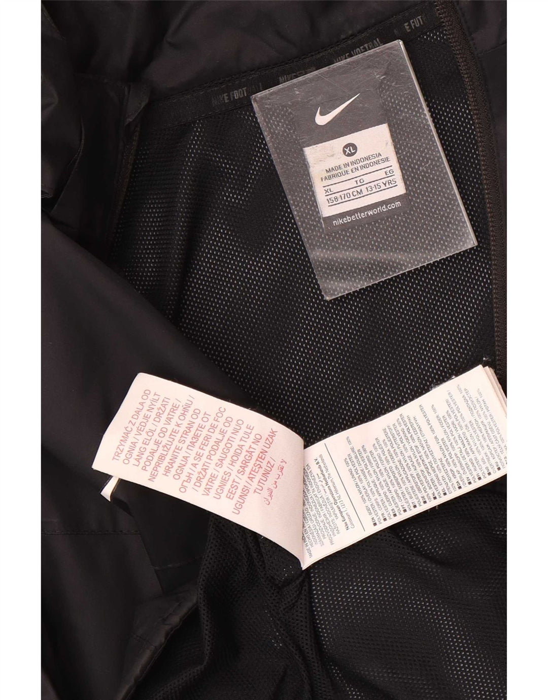 Jaqueta de chuva com capuz Nike Boys 13-14 anos XL preto nylon