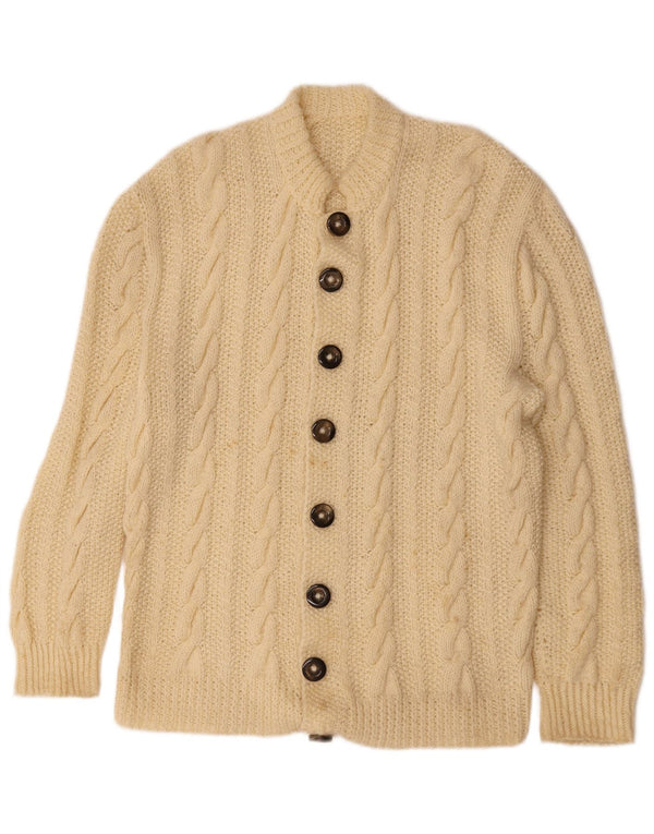 Suéter cardigã masculino vintage pequeno esbranquiçado