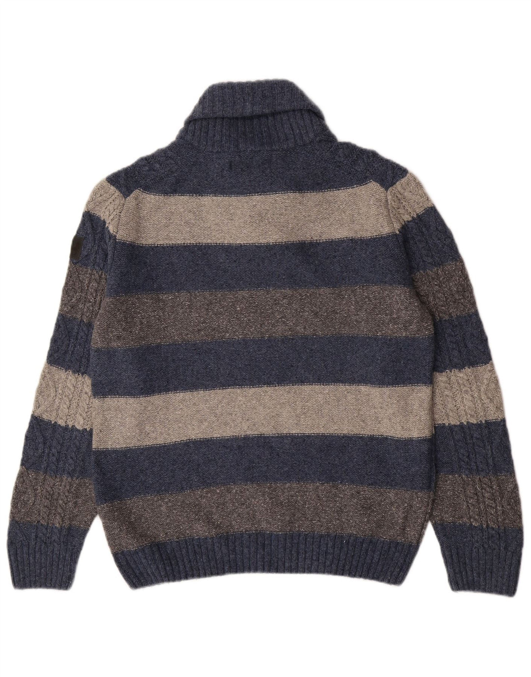 Suéter masculino Marlboro Classics com gola xale e lã listrada azul grande
