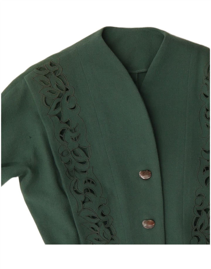 Jaqueta Blazer Feminina Vintage com 3 Botões Reino Unido 12 Paisley Verde Médio