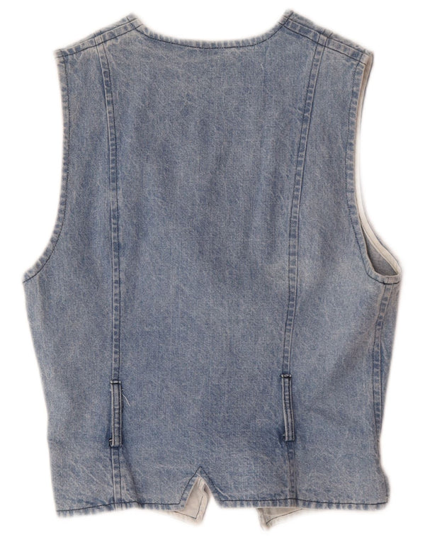Colete jeans feminino vintage UK 14 grande azul