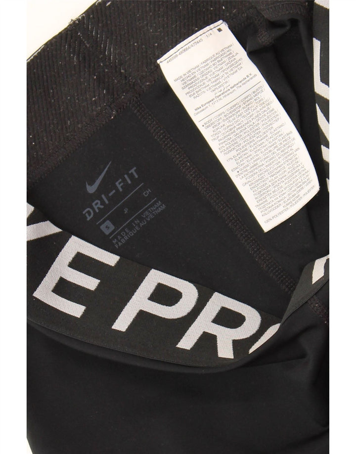 Shorts esportivos gráficos femininos NIKE Dri Fit UK 8 pequenos pretos de poliéster