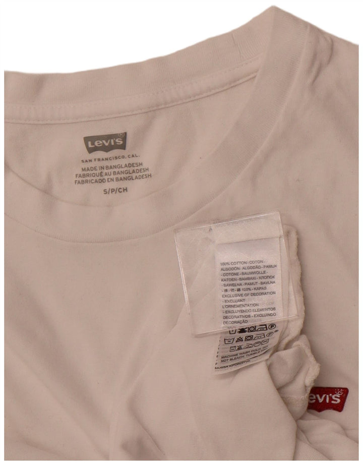 Camiseta feminina LEVI'S UK 10 pequena algodão branco