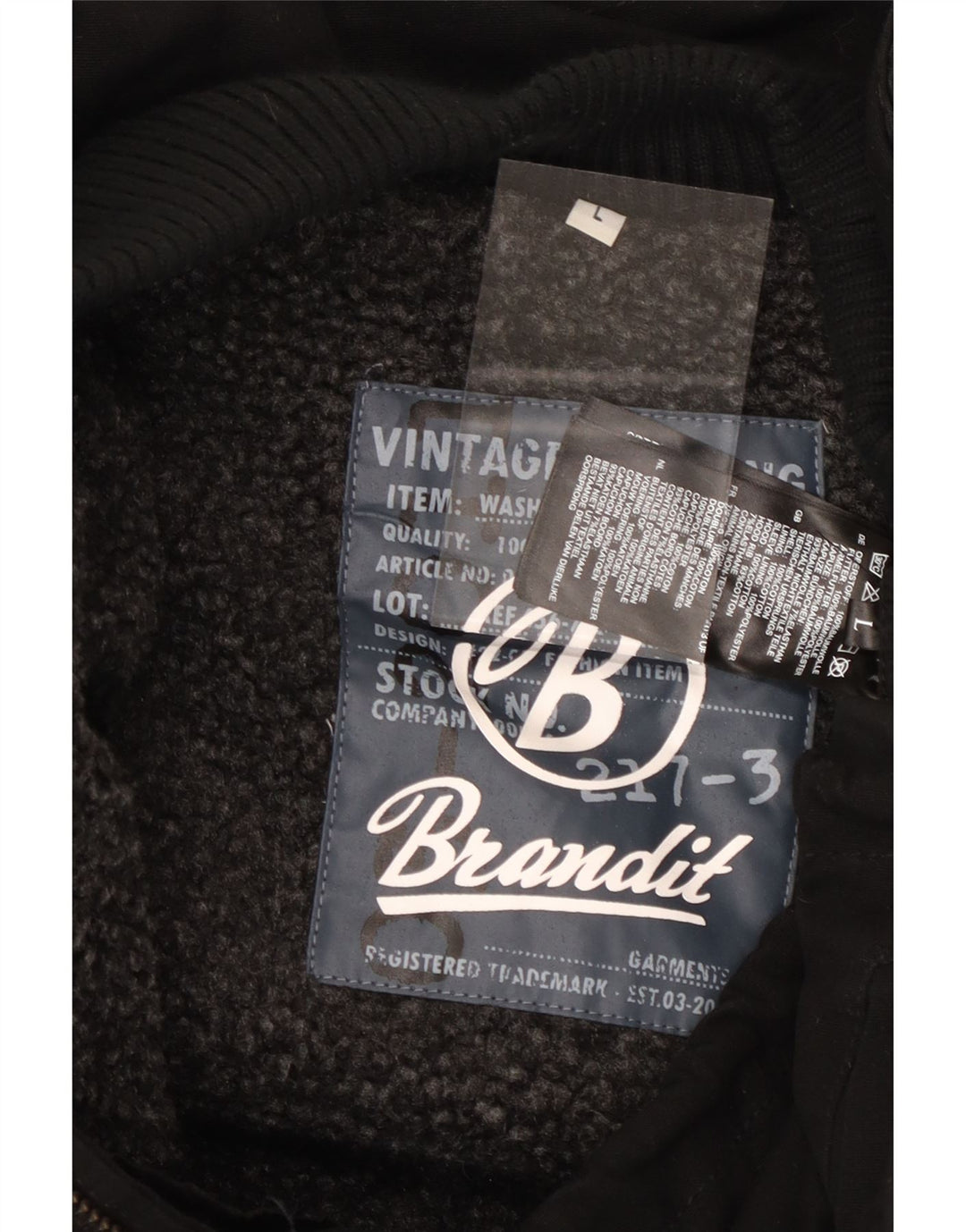 Jaqueta militar masculina com capuz gráfico BRANDIT Reino Unido 40 poliéster preto grande