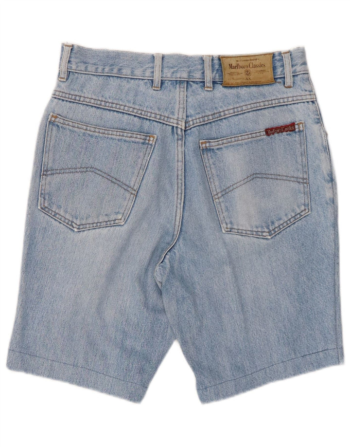 MARLBORO CLASSICS Shorts jeans masculino desgastado W29 pequeno azul