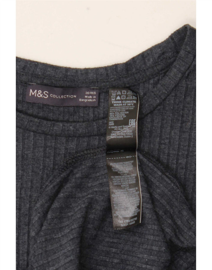 Vestido básico feminino de manga comprida Marks & Spencer UK 20 2XL azul marinho
